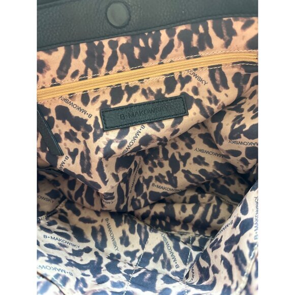 B. Makowsky Tessa Black Saffiano Pebbled Leather Tote Handbag Purse - Picture 7 of 10